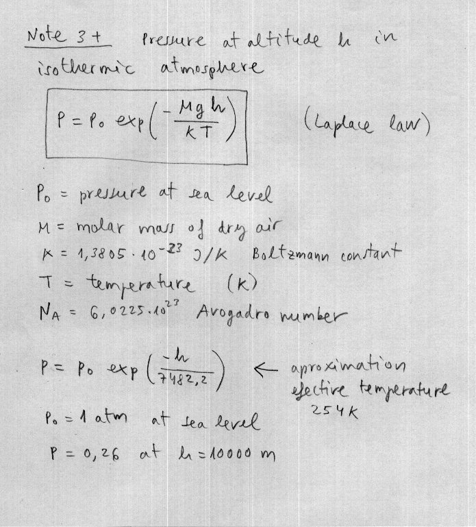 Pressure at altitude h Laplace